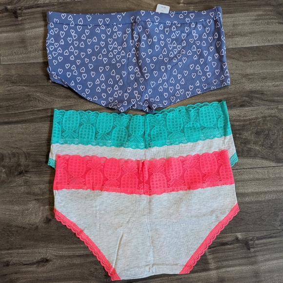 American Eagle Aerie Boy Briefs and Boy Short Panties Neon Lace and Hearts - Picture 3 of 3
